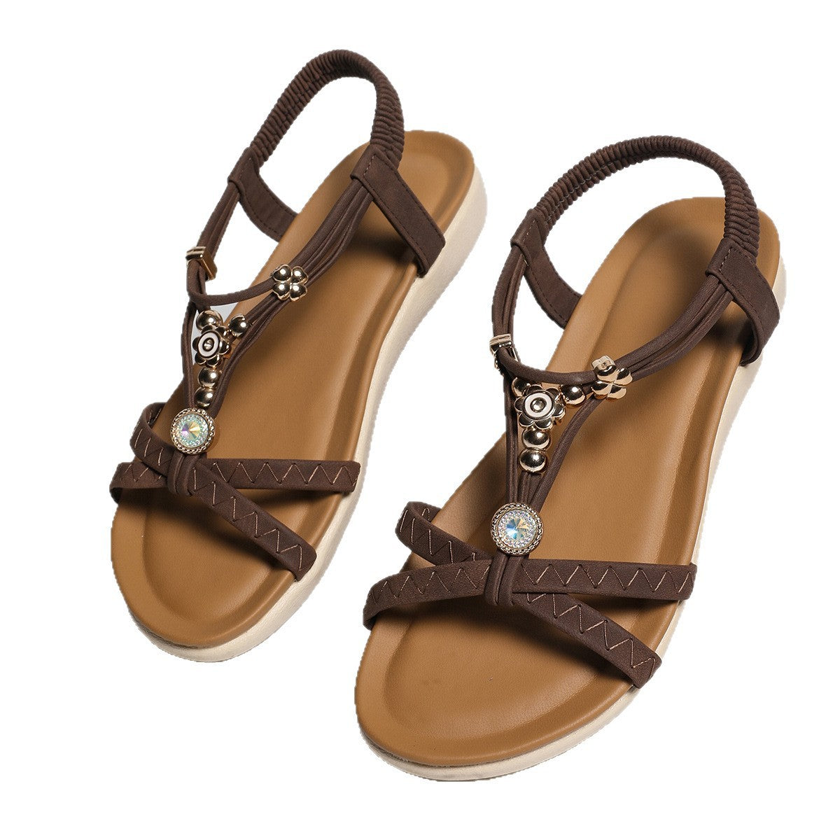 Damen Elegante und stylische Sandalen mit dekorativen Blütenakzenten