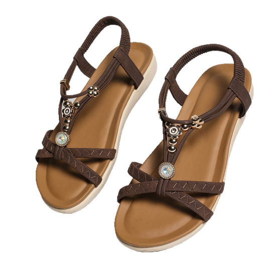 Damen Elegante und stylische Sandalen mit dekorativen Blütenakzenten