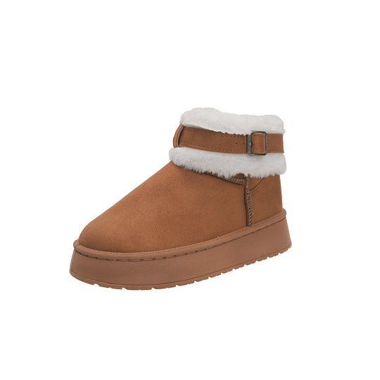 Damen Gefütterte Kurz-Stiefeletten mit Teddyfell-Futter, verstellbarem Schnallenriemen und profilierter Gummisohle Shop Nory