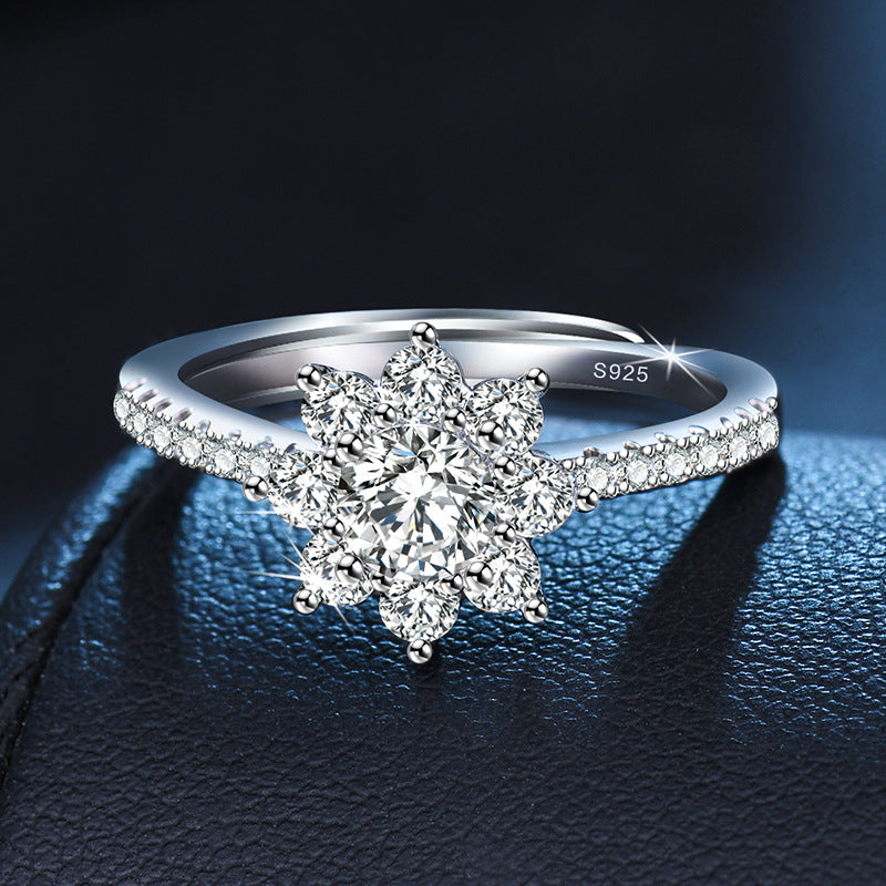 Damen Blumenring mit funkelnden Zirkonia-Steinen Shop Nory