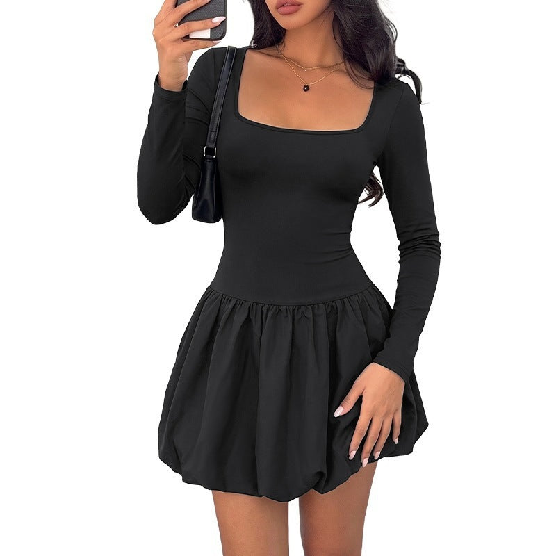 Damen Verspieltes Puffrockkleid mit langen Ärmeln Shop Nory