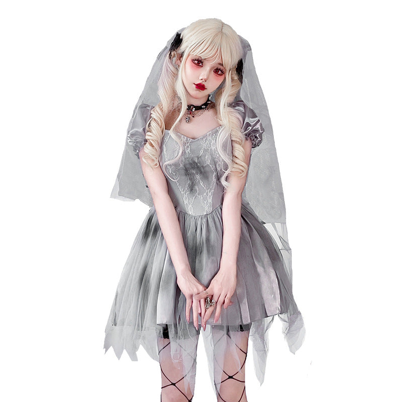 Damen Gothic Brautkleid mit Tüll- und Spitzenverzierungen Shop Nory