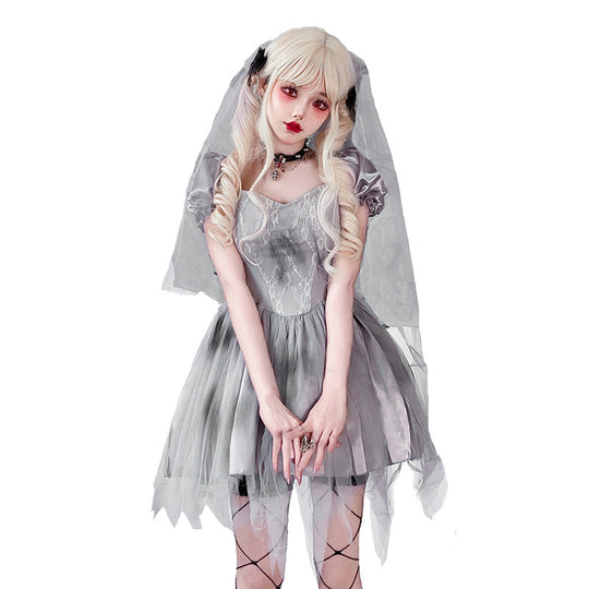 Damen Gothic Brautkleid mit Tüll- und Spitzenverzierungen Shop Nory