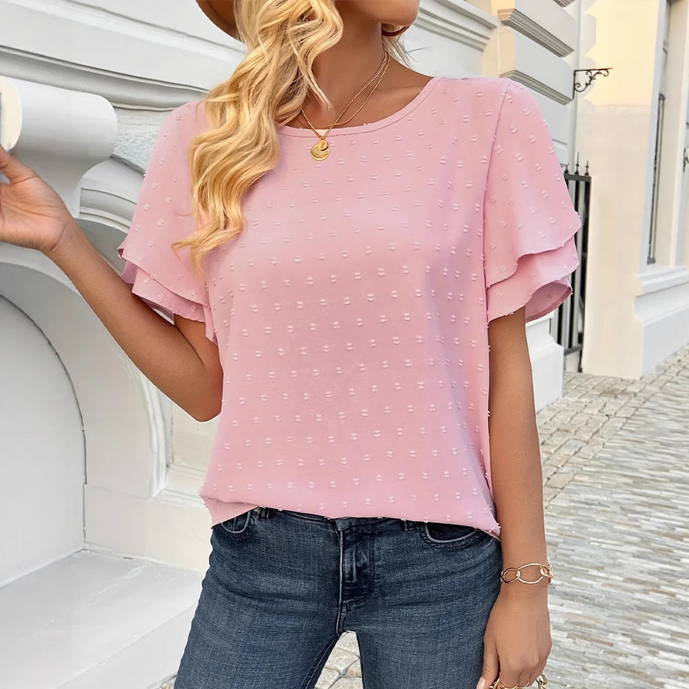 Damen Blusenshirt mit luftigen Volantärmeln und eleganter Struktur
