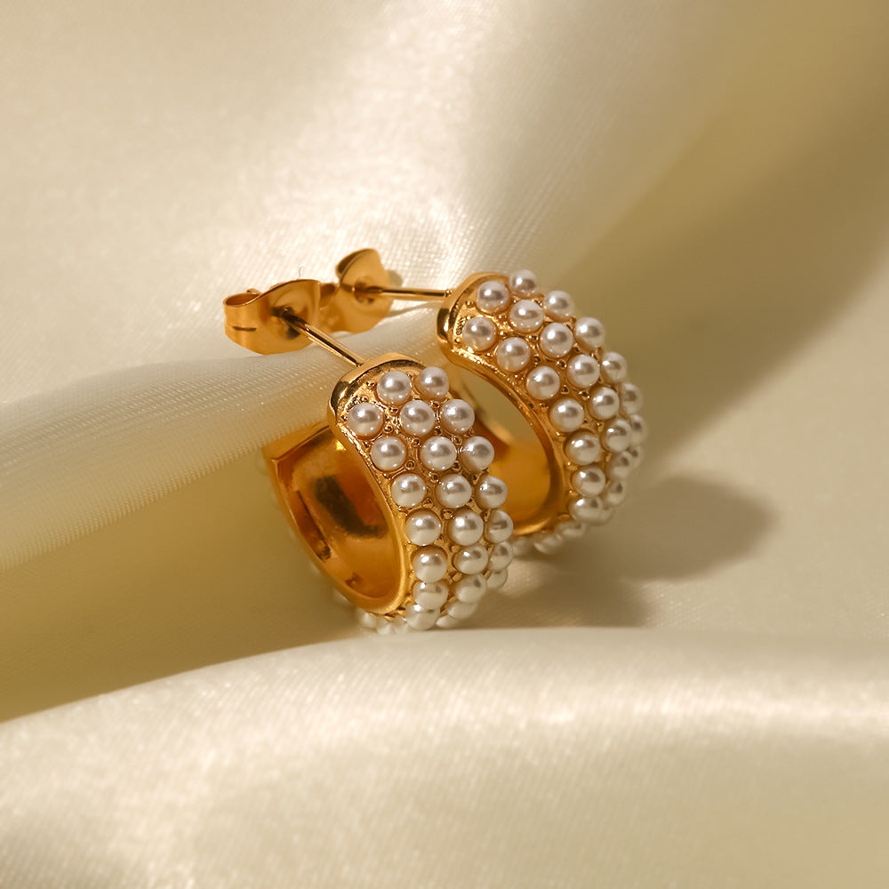 Damen Creolen mit Perlenverzierungen und elegantem Goldfinish Shop Nory