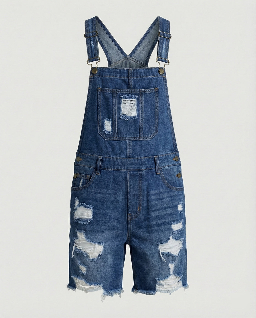 Herren Destroyed Denim Latzshorts