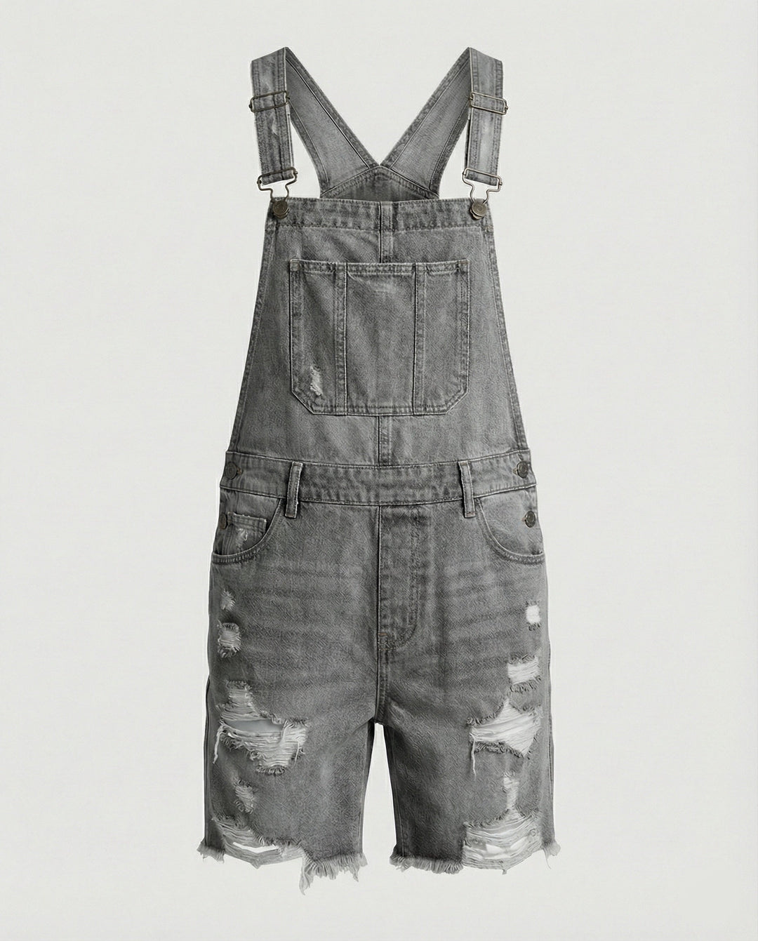 Herren Destroyed Denim Latzshorts