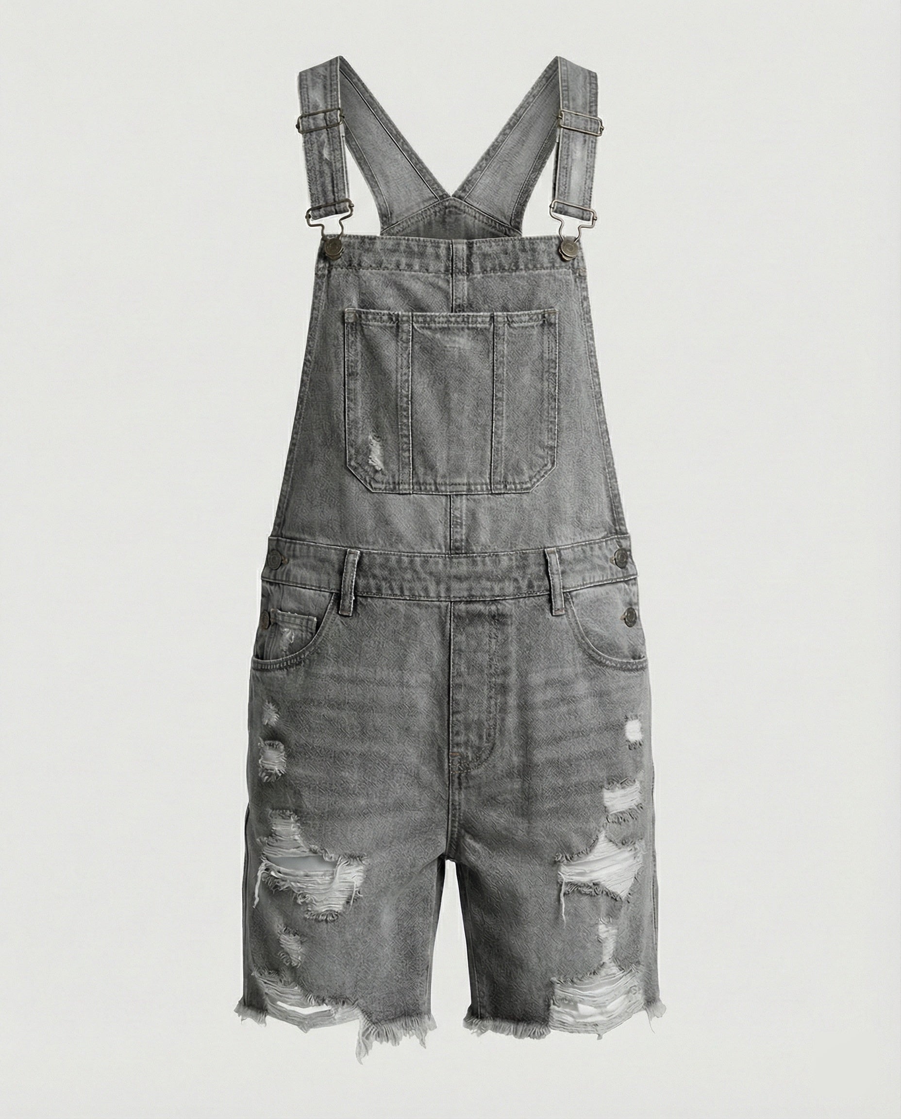 Herren Destroyed Denim Latzshorts