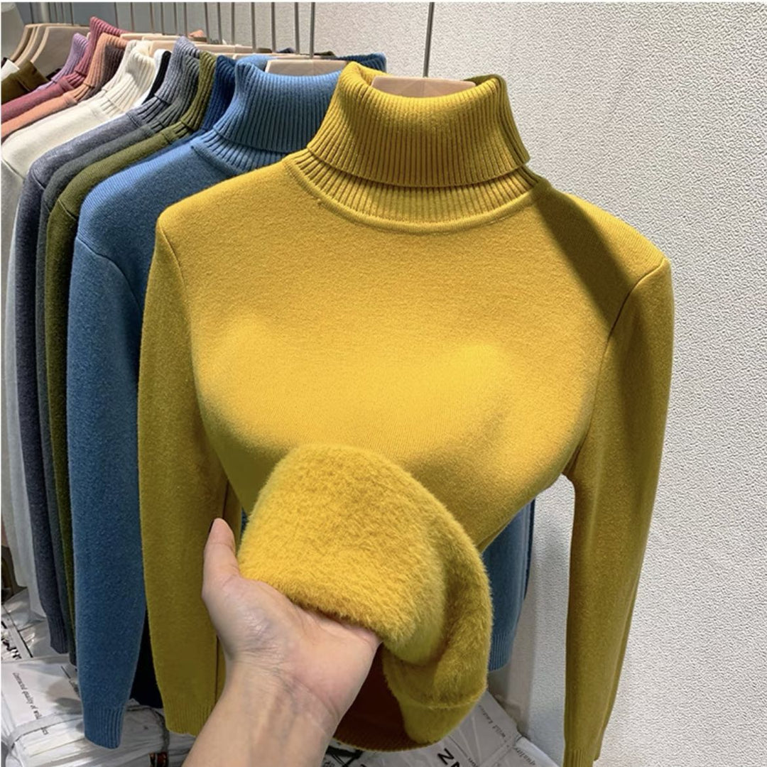 Damen Feinstrick-Rollkragenpullover mit wärmendem Innenfutter und schmaler Silhouette Shop Nory