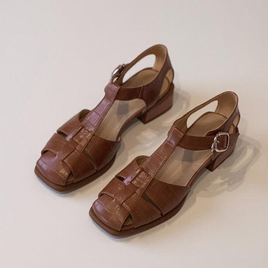 Damen Slingback Sandalen mit stilvollem Krokodillederdesign Shopnory