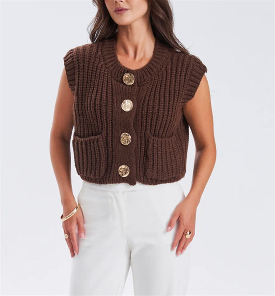 Damen Grobgestrickter Oversize Cardigan mit Zierknöpfen Shop Nory
