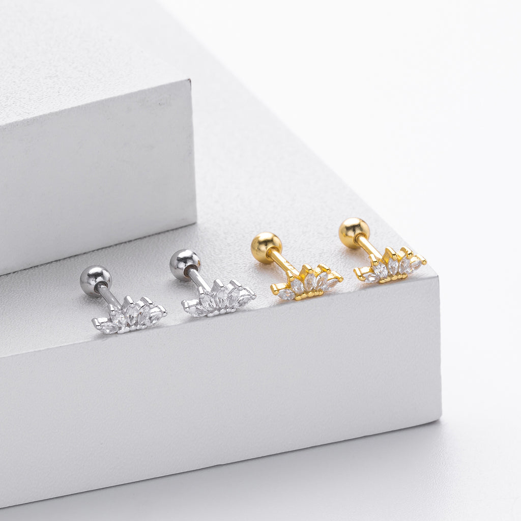 Damen Ohrstecker mit eleganter Krone aus hochwertigem 925 Sterling Silber Shop Nory