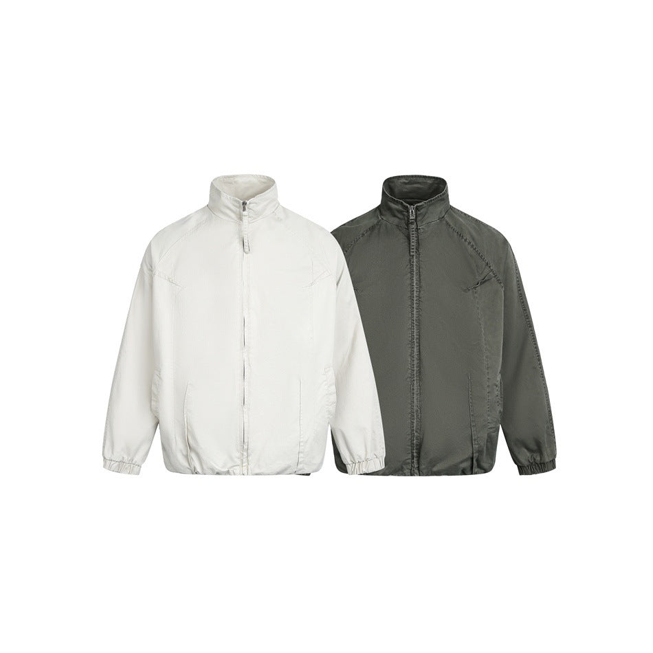 Unisex Leichte Boxy-Windjacke mit hohem Stehkragen, durchgehendem Reißverschluss und elastischem Saum Shop Nory