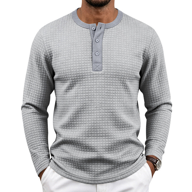 Herren Texturiertes Thermo-Henley-Langarmshirt mit Waffelstruktur und abgerundetem Saum Shop Nory