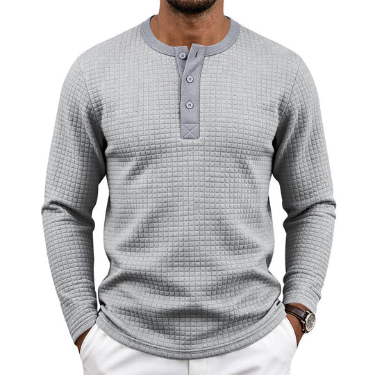 Herren Texturiertes Thermo-Henley-Langarmshirt mit Waffelstruktur und abgerundetem Saum Shop Nory