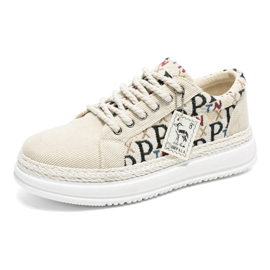 Damen Plateau-Espadrille-Sneaker mit geflochtenem Jute-Detail und monogramm-Canvas Shop Nory