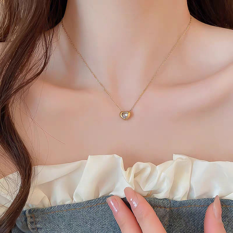 Damen herzförmige Crystal Anhänger Halskette Shop Nory