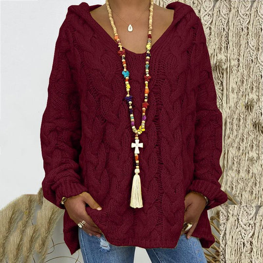 Damen nan grob gestrickter Kapuzenpullover mit Zopfmuster und weitem Oversize-Schnitt Shop Nory