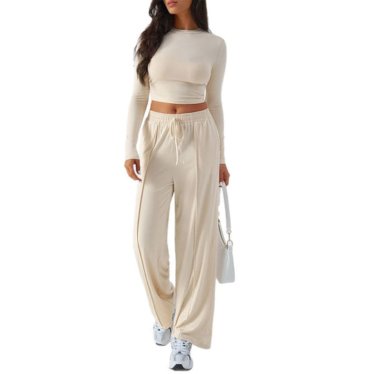 Damen nan weite Loungehose mit elastischem Kordelbund und fließender Jersey‑Qualität Shop Nory