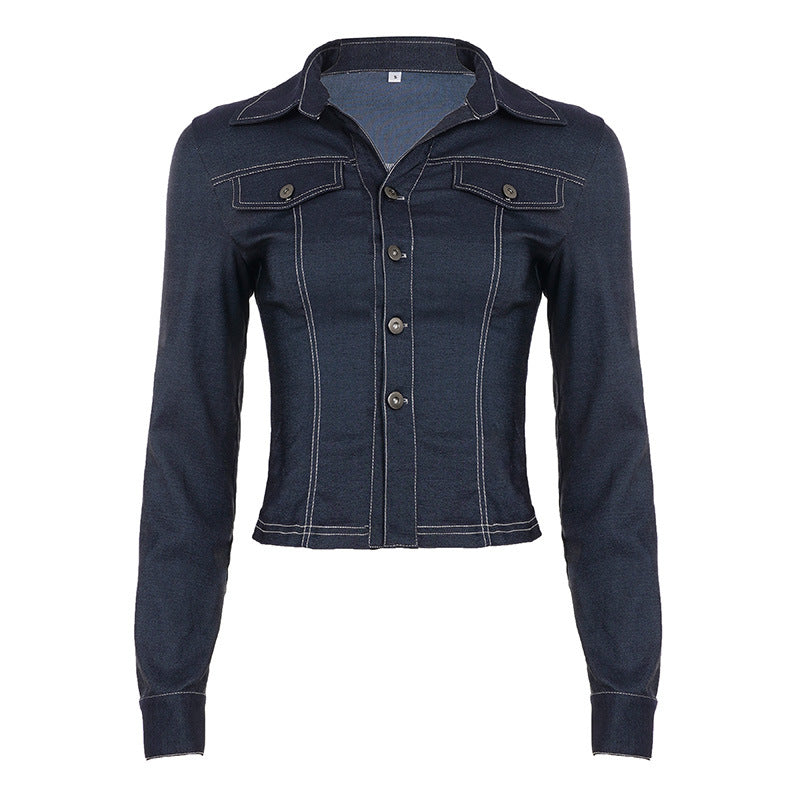 Damen nan taillierte Jeansjacke mit markanten Kontrastnähten, Brusttaschen und figurformender Schnittführung Shop Nory