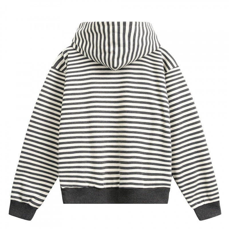 Unisex Gestreifter Oversize-Hoodie aus Baumwoll-Mix mit Rippbündchen Shop Nory