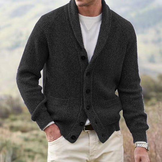 Herren Strickjacke mit trendigem Grobstrickmuster und praktischen Taschen