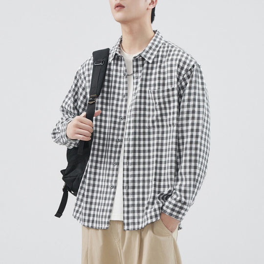 Herren Karierte Overshirt-Hemdjacke aus Baumwollmischung mit Brusttasche und lockerem Schnitt Shop Nory