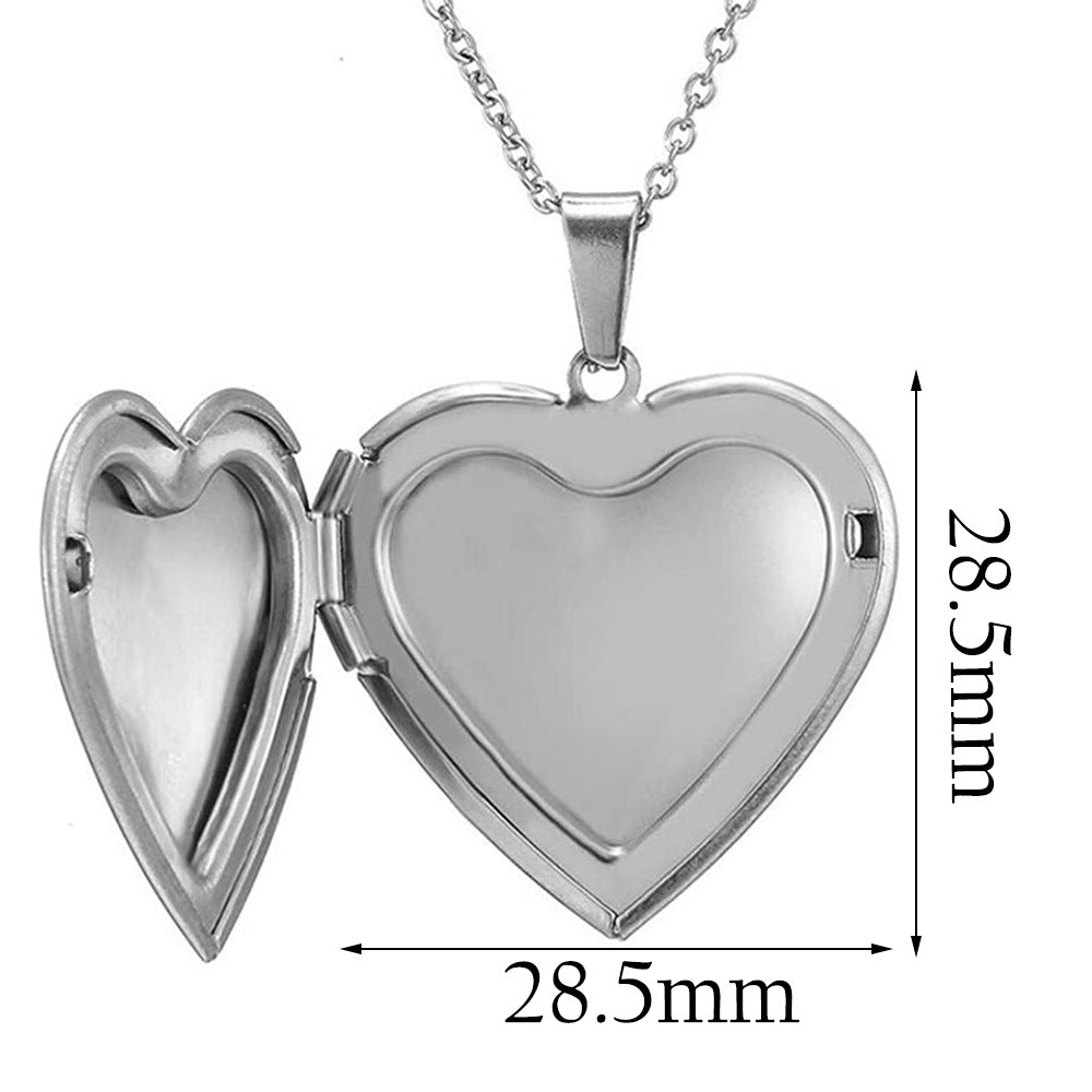 Damen Medaillon Halskette mit Herzdesign und Rosenmotiven Shop Nory