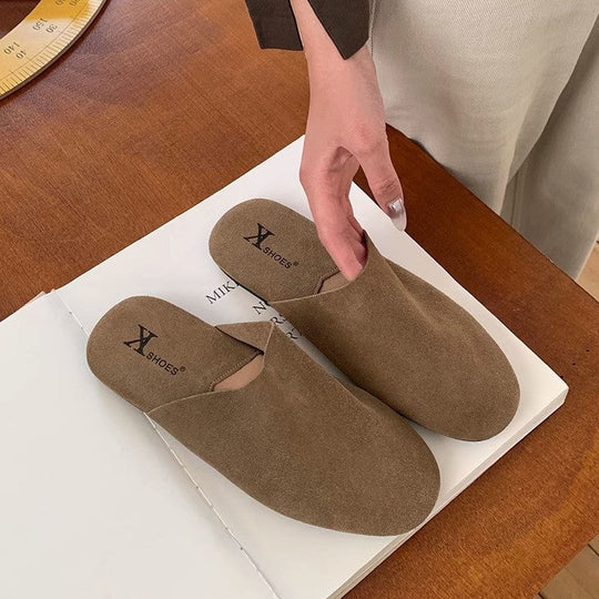 Damen Komfortable Slipper aus hochwertigem Wildleder