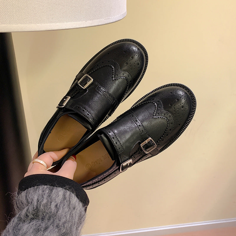 Damen Doppel-Monkstrap-Brogues aus Glattleder mit Brogue-Perforation und Komfortfußbett Shop Nory
