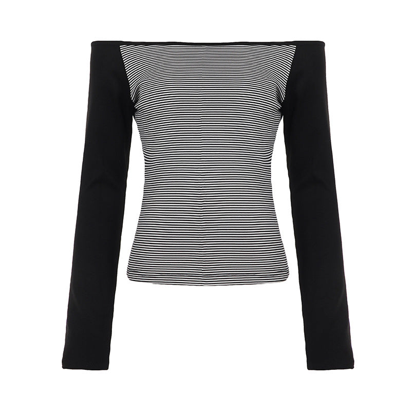 Damen nan figurnahes Raglan-Langarmshirt mit feinem Streifenjersey, schmaler Taille und elastischem Stretchmaterial Shop Nory