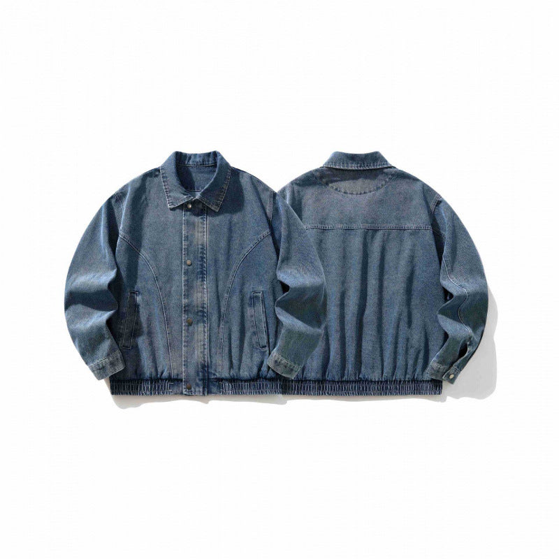 Herren Oversize-Jeansjacke mit elastischem Saum und verdeckter Druckknopfleiste Shop Nory