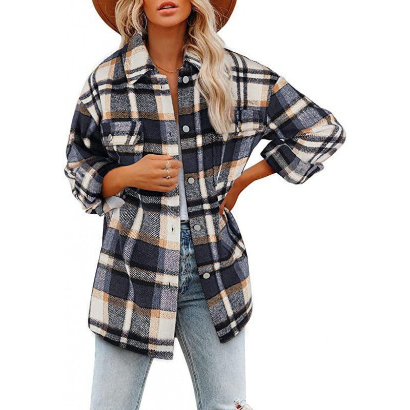 Damen Flanelljacke im lässigen Karomuster