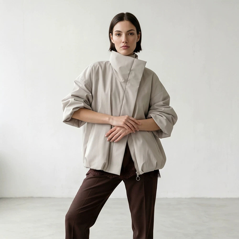 Damen Boxy-Kurzsteppjacke mit hohem asymmetrischem Stehkragen Shop Nory