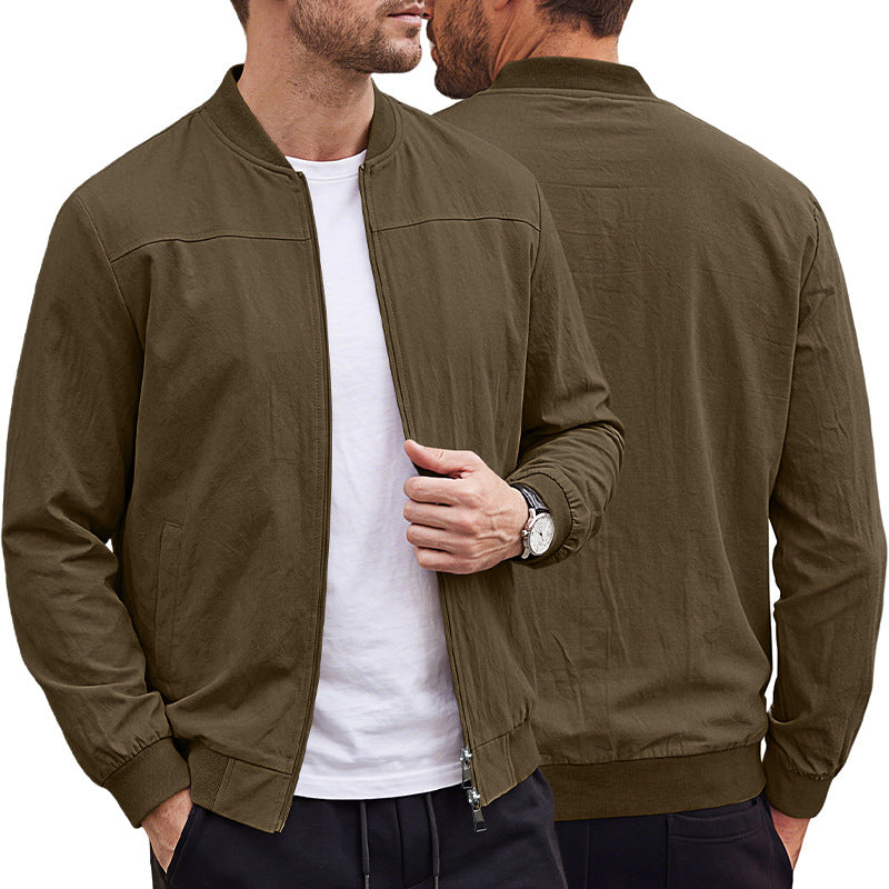 Herren leichte Bomberjacke mit geripptem Bund und durchgehendem Reißverschluss Shop Nory