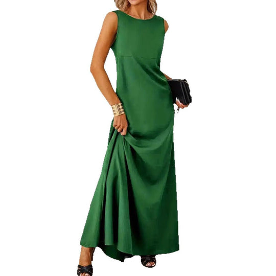 Damen elegantes Maxikleid mit schwingendem Saum und klassischem Schnitt