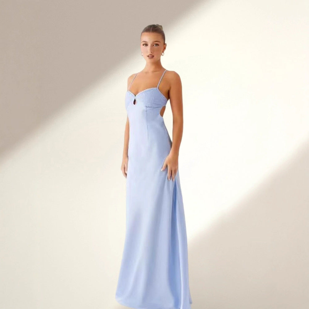 Damen Abendkleid mit verführerischem Spaghettiträger-Design und elegantem Schlitz