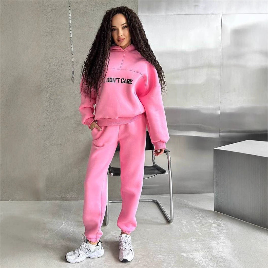Damen Oversized Hoodie- und Jogginghose-Set aus French-Terry mit Statement-Print Shop Nory