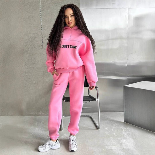Damen Oversized Hoodie- und Jogginghose-Set aus French-Terry mit Statement-Print Shop Nory