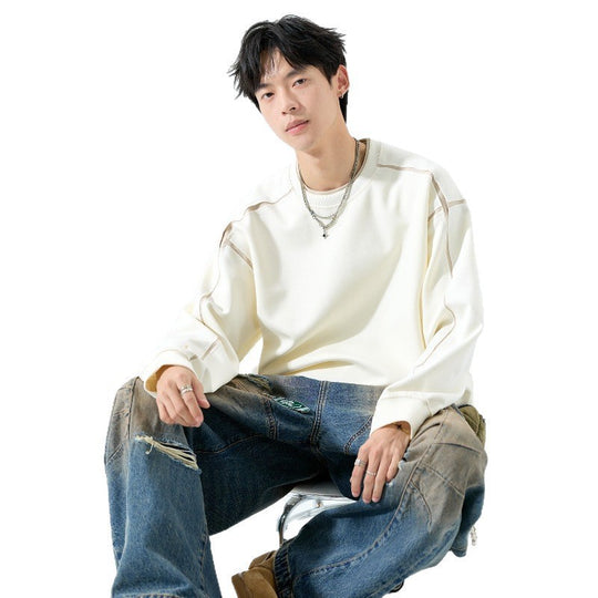 Herren Oversize Sweatshirt mit Kontrastnaht und Rundhalsausschnitt Shop Nory