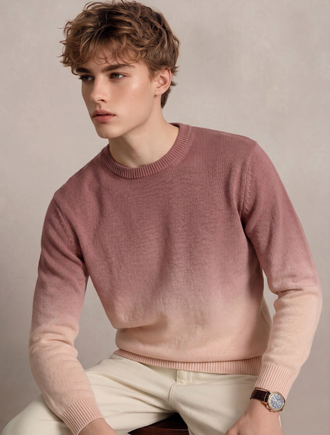 Herren Feinstrick-Pullover mit Dip-Dye-Effekt und Rundhalsausschnitt Shop Nory