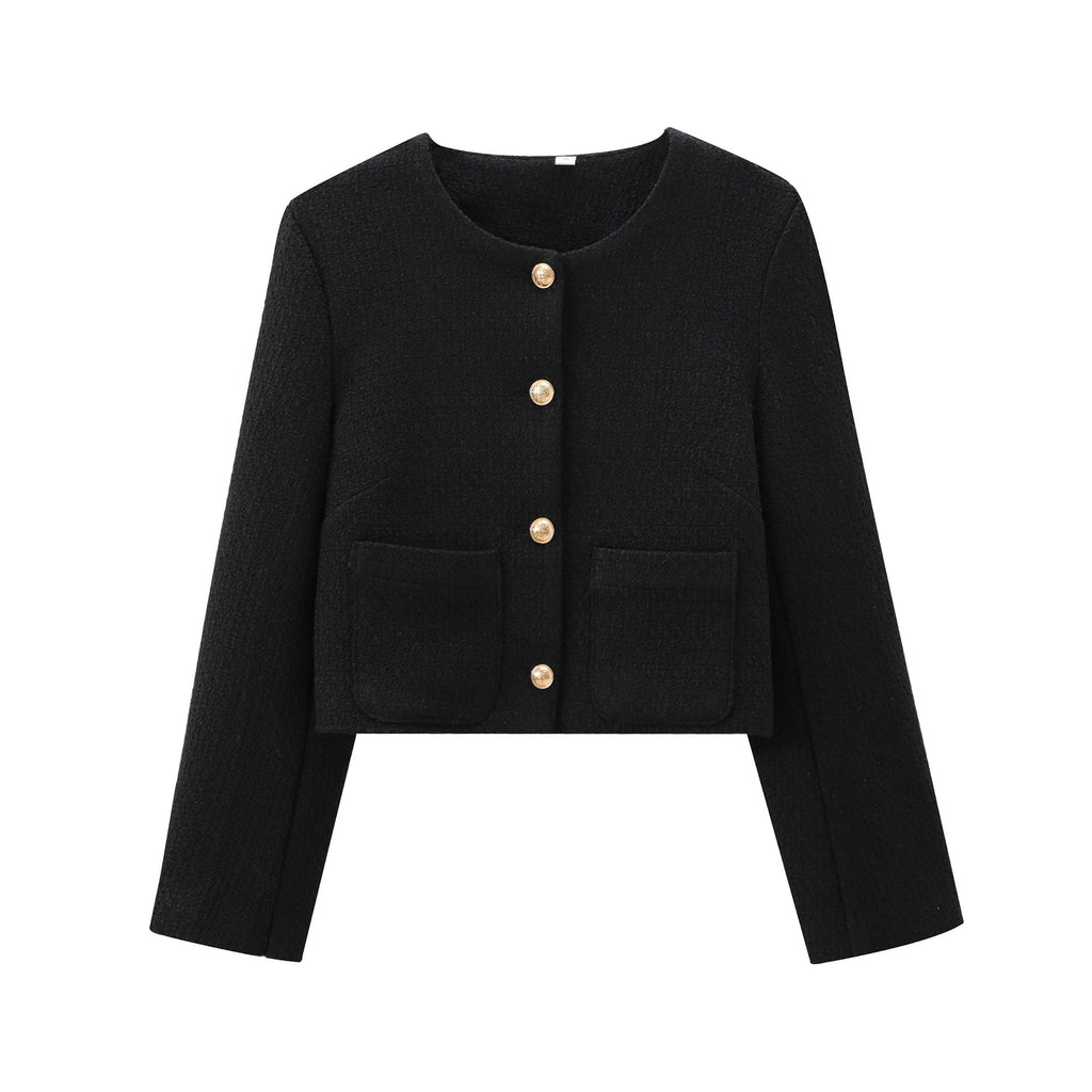 Damen Kurz Geschnittene Designer-Jacke mit Strukturiertem Stoff
