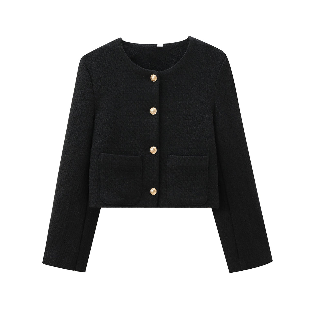 Damen Kurz Geschnittene Designer-Jacke mit Strukturiertem Stoff