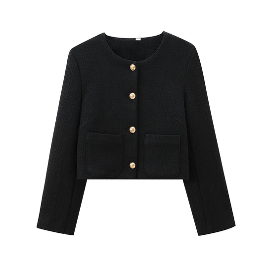 Damen Kurz Geschnittene Designer-Jacke mit Strukturiertem Stoff