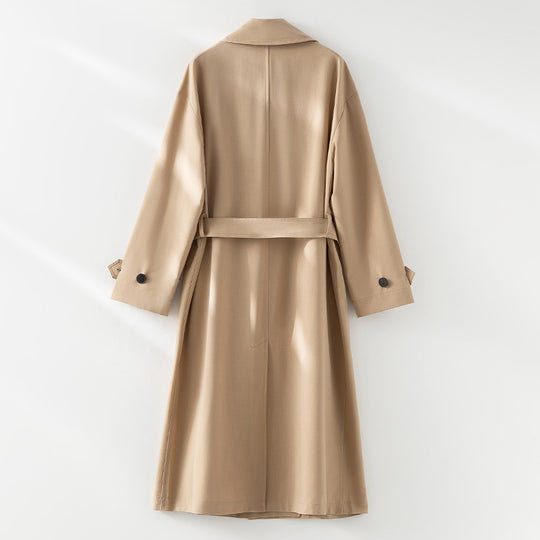 Herren Langer Doppelreihiger Trenchcoat mit Oversize-Schnitt und Reverskragen Shop Nory