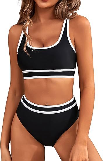 Damen Sportlicher Hochgeschnittener Bikini Shopnory