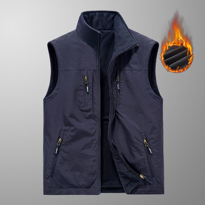 Herren Thermo-Outdoorweste mit Fleece-Innenfutter, windabweisender Shell und Mehrfach-Reißverschlusstaschen Shop Nory