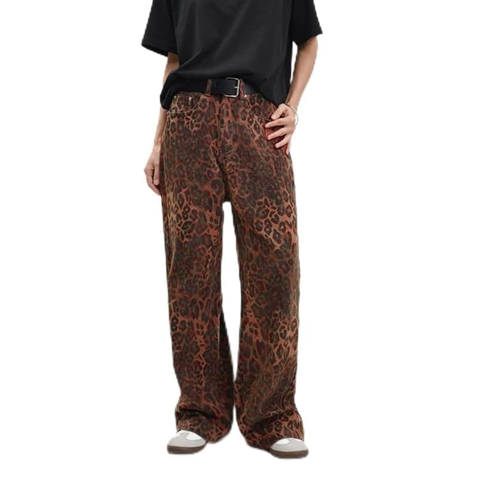 Damen Weit geschnittene Leoprint-Hose mit flexiblem Bund und modischem Design