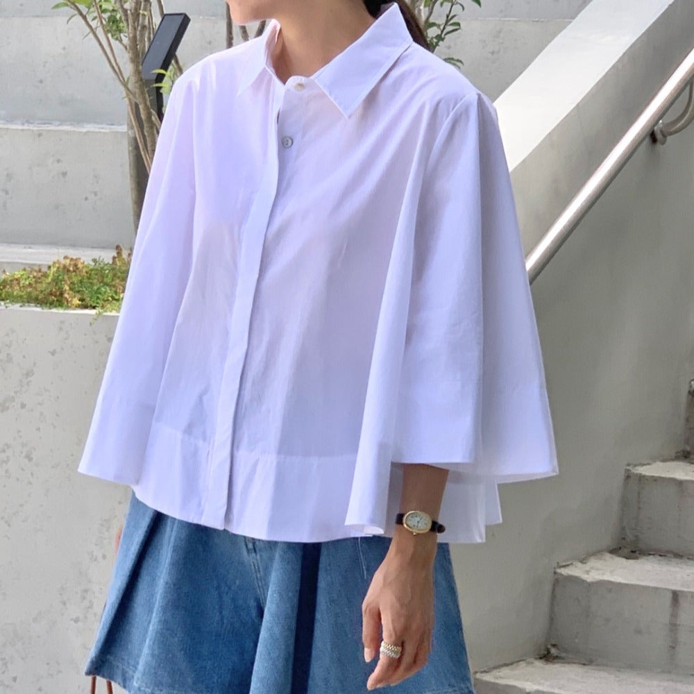 Damen Weite Oversize‑Hemdenbluse mit Cape‑Ärmeln und kastiger Silhouette Shop Nory