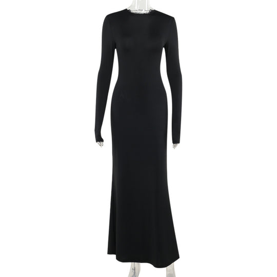 Damen Figurbetontes Maxikleid aus Stretch-Jersey mit langen Ärmeln und rundem Ausschnitt Shop Nory